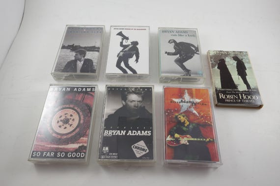 Vintage 1980's Bryan Adams Cassette Tapes Excellent Condition So Far So Good Reckless Cutls Like A Knife Waking Neighbours