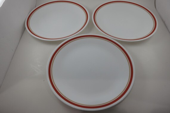 Set of Three Vintage Corelle by Corning Cinnamon Pattern 10 1/4 Inch Dinner Plates