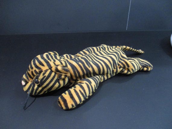 Vintage 1995 TY Beanie Baby Original Dark Stripes The Tiger No Hang Tag Second/Third Generation Red Tush Tag Christmas Gift