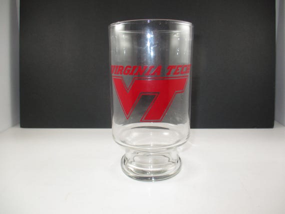 Vintage 1990's Large Virginia Tech Hokies Beer Glass Pedestal Base Excellent Condition
