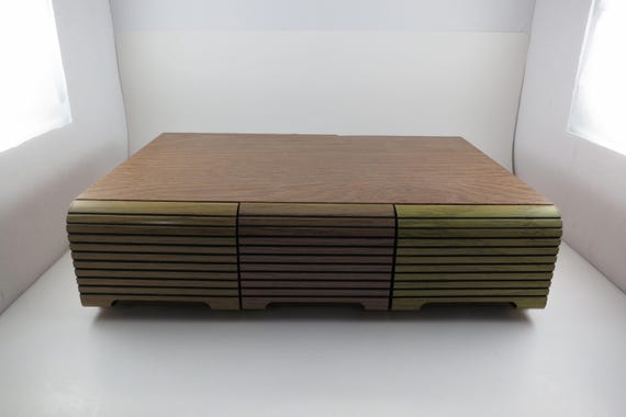 Vintage 1980s Faux Wood Cassette Tape Holder, 36 Capacity