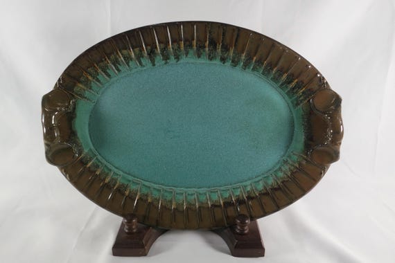 Clay Grigsby Pottery Wheel Thrown Stoneware 11 1/2 Inch Oval Platter Signed