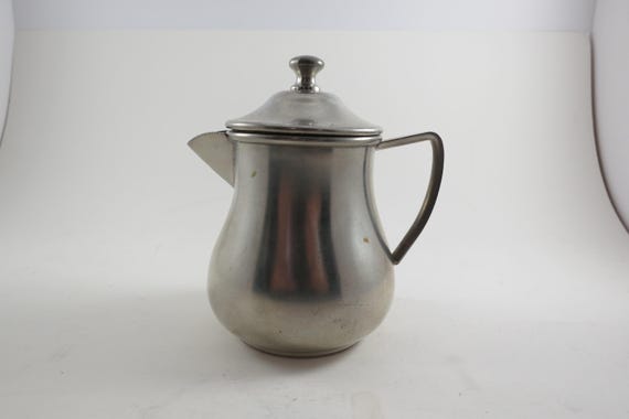 Old English Genuine Pewter Pitcher Creamer 5 Inches Tall with Original Lid