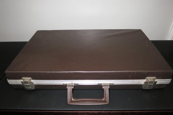 Vintage Brown Faux Leather Cassette Tape Case - Holds 48