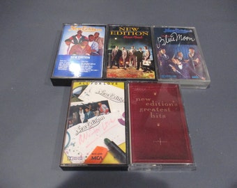 Vintage 1980's New Edition Bobby Brown Cassette Tapes Greatest Hits Under Blue Moon Heart Break All for Love Self Titled Sold Individually