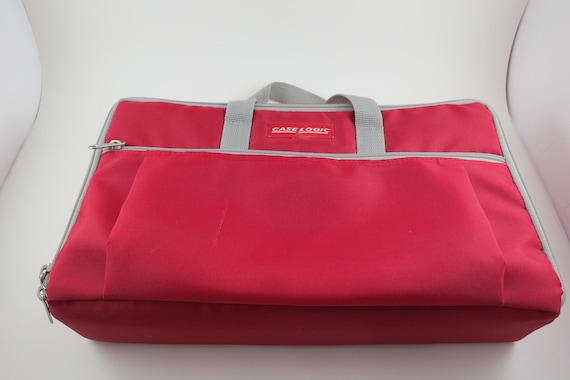 1980's Case Logic Red & Gray Cassette Tape Carrying Case Holds 30 Cassettes with Hard Inner Tray