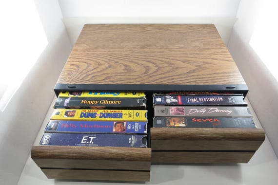 Instant VHS Collection 20 Tapes with Faux Wood Storage Cabinet