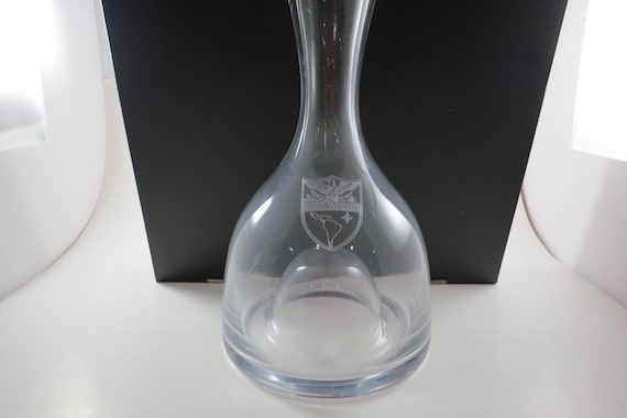 Beautiful Vintage Lenox Clear Glass Carafe Decanter Etched United States Southern Command Pushed Base 10 1/2 Inches Tall Excellent Condition