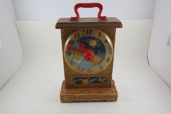 Vintage 1964 Fisher Price Music Box Tick Tock Clock Good Original Condition