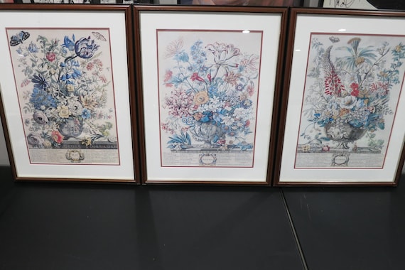 Vintage Robert Furber 12 Months of Flowers Framed Prints May October December You Choose
