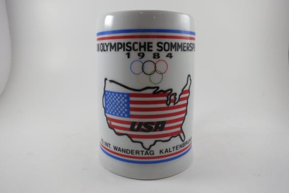 1984 Los Angeles Summer Olympics Commemorative Stein USA Map