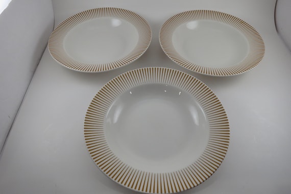 Set of Three Vintage Godinger Gatherings Gold/Yellow 8 3/4 Inch Rim Soup Bowls