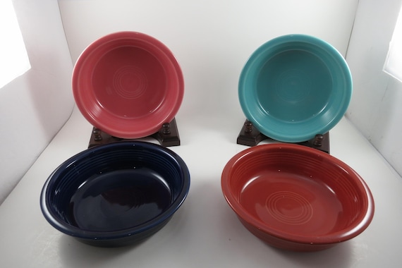 Vintage Fiesta Ware 7 Inch Coupe Soup Bowls: Cobalt, Turquoise, Rose, Mango