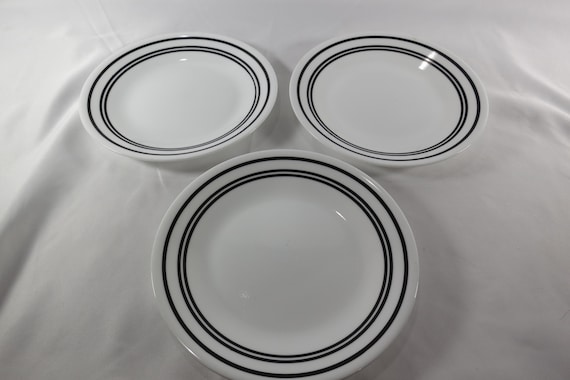 Vintage Corelle Cafe Black Bread Plates (Set of 3, 6.75 Inch)