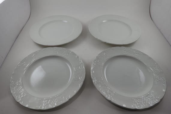 Vintage Johnson Brothers Athena Salad Plates, Embossed Fine Bone China, Set of 4