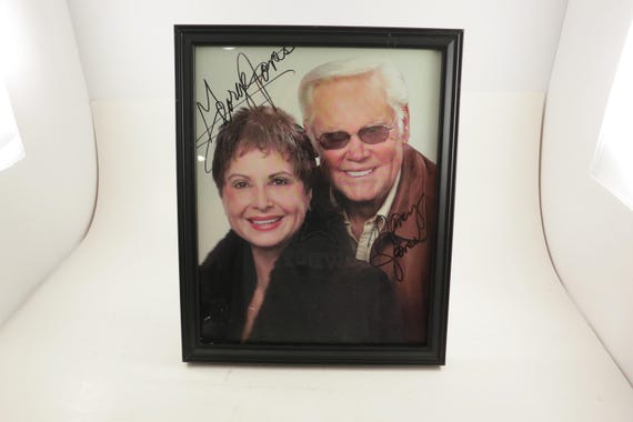 Rare Vintage Signed Color 8x10 Country Music Legend George Jones and Wife Nancy Jones Framed