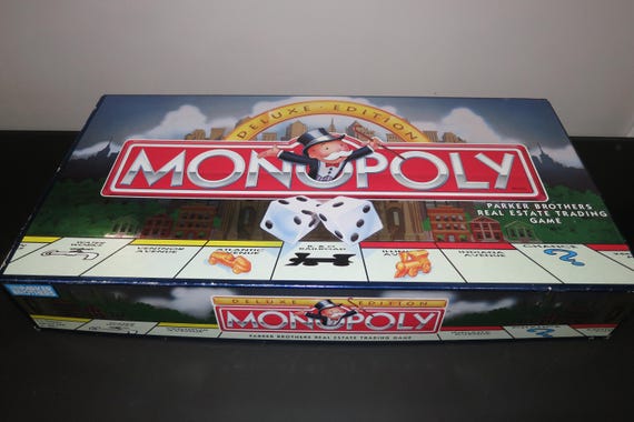 Vintage 1995 Monopoly Deluxe Edition Board Game: Complete with Wood Houses, Gold Pieces