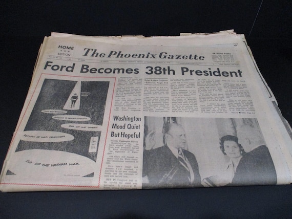 Vintage Friday August 9 1974 Phoenix Gazette Newspaper AZ Ford Becomes 38th President Complete