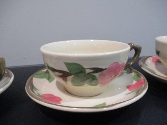 1990's Franciscan Ware Desert Rose Pattern Three Cup and Saucer Sets Like New Condition