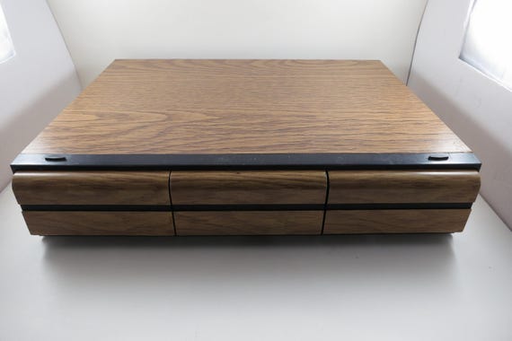 Vintage 1980s Faux Wood Cassette Tape Holder: Holds 42 Tapes
