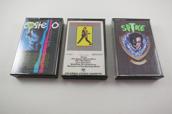 Vintage 1980's Elvis Costello Cassette Tapes Spike My Aim Is True King of America Blood Chocolate Best Of Brutal Youth Sold Individually