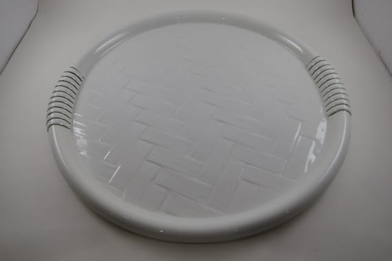 Vintage Este CE Italy Ceramonte Round 15 Inch Serving Platter Green Accents