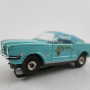 Aurora Teal and Black 1965 Ford Mustang Slot Car Original Excellent Condition