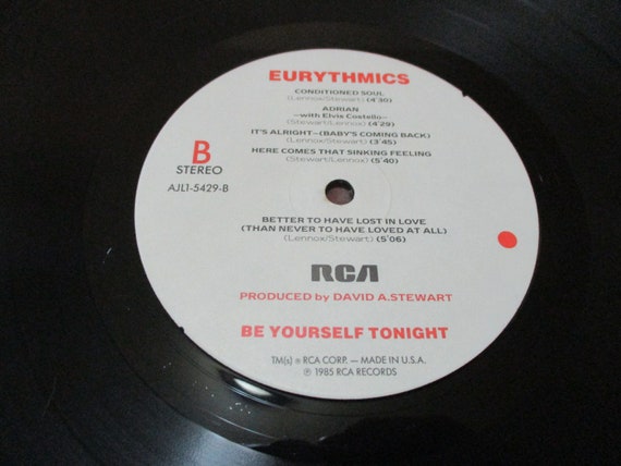 Vintage 1985 Vinyl LP Record Be Yourself Tonight The Eurythmics Near Mint Condition