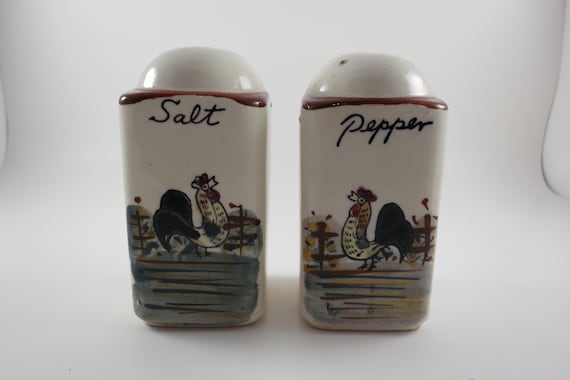 Vintage Japanese Rooster Salt and Pepper Shakers: 4.5" Tall Display Set