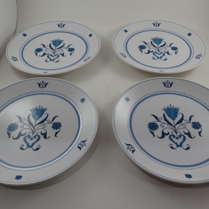 Set of Four  Noritake Progression China Blue Haven Pattern 9004 Salad Plates 8 1/4 Inches Like New Condition