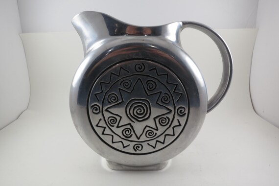 Vintage Wilton Armetale Reggae Abstract Geometric Design Pitcher