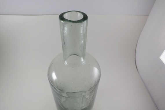 Vintage Large Aqua Glass Bottle: 12 Inch Tall Home Decor