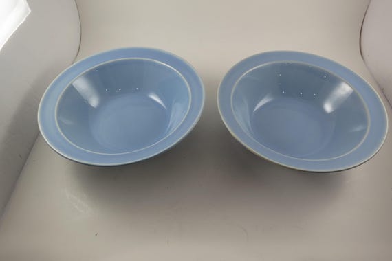 Pair of Lu-Ray Pastels Powder Blue 9 Inch Large Serving Bowls