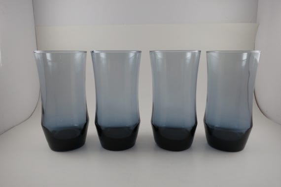 Vintage Libbey Blue/Gray Water Glasses - Set of 4