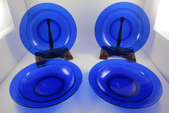 Set of Four Bromioli Rocco Rondo Sapphire Blue 8 5/8 Inch Rim Soup Bowls