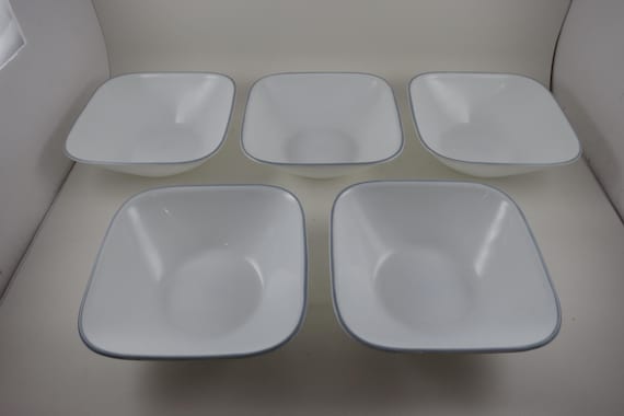 Corelle Vitrelle Paper Shadows Pattern 6 1/2 Inch Square Bowls: Set of 5