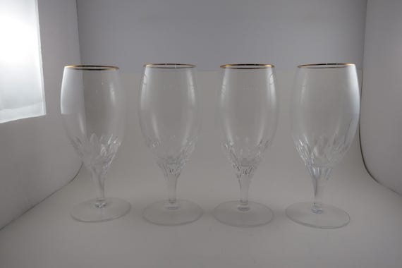Mikasa Arctic Lights Crystal Goblets - Gold Band - Set of 4