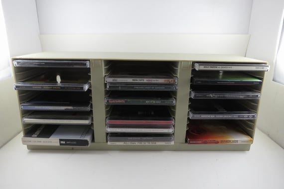 Vintage 1990s Alpha Hard Plastic CD Holder – 36 Disc Capacity, Free Standing/Wall Mount