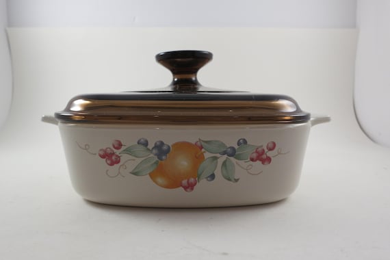 Vintage Corning Ware 1 Liter Saucepan - Abundance Pattern with Fireside Lid