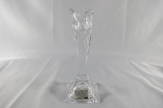 Vintage Mikasa Crystal Candlestick Holder 5 1/2 Inches Tall with Sticker
