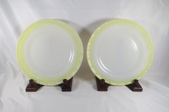 Pair of MacBeth-Evans Oxford Yellow 9 Inch Dinner Plates Depression Era