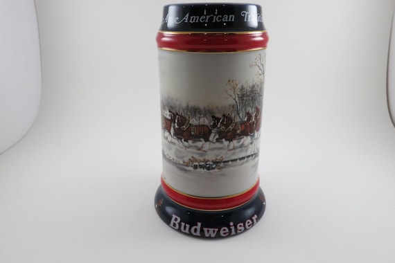 Vintage 1990 Budweiser Clydesdale Holiday Stein Excellent Condition