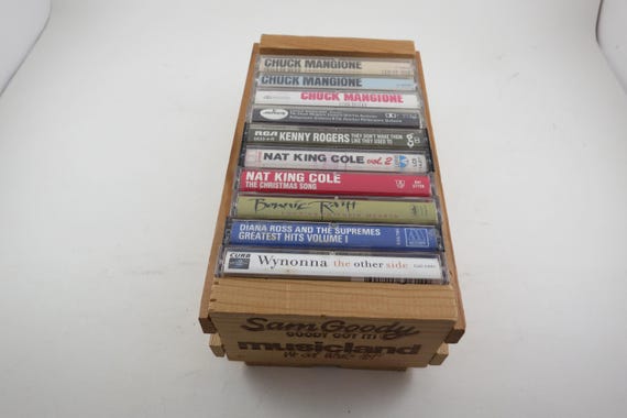 Vintage Wooden Cassette Tape Holder: Napa Valley Musicland