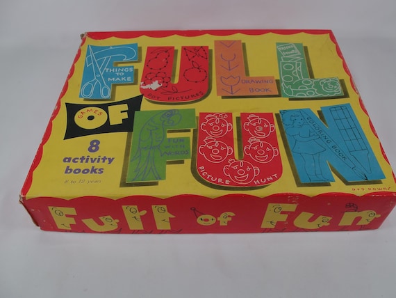 1952 Saalfield Publishing Box Full of Fun Activity Books 7 Excellent Condition