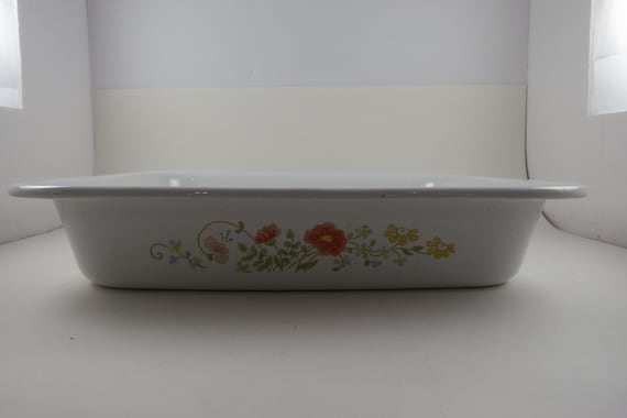 Vintage Corning Ware Open Roaster: Wildflower Pattern, A-21-B