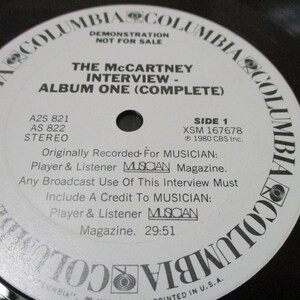 Vintage 1980 Vinyl LP Record Paul McCartney Interview White Label Promo Pressing Near Mint Condition 36292 image 6