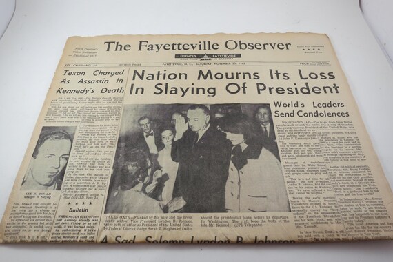 1963 Fayetteville Observer Newspaper: Kennedy Assassination