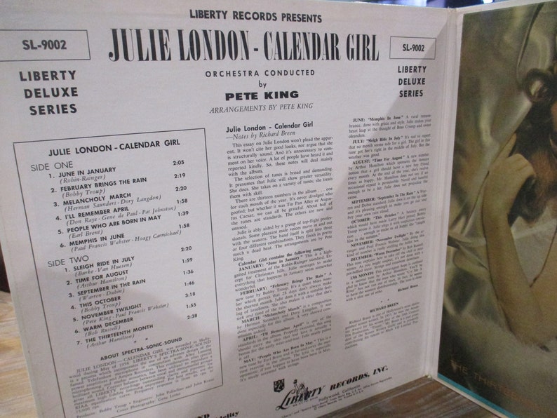 Vintage 1956 Vinyl LP Record Julie London Calendar Girl Rare Etsy