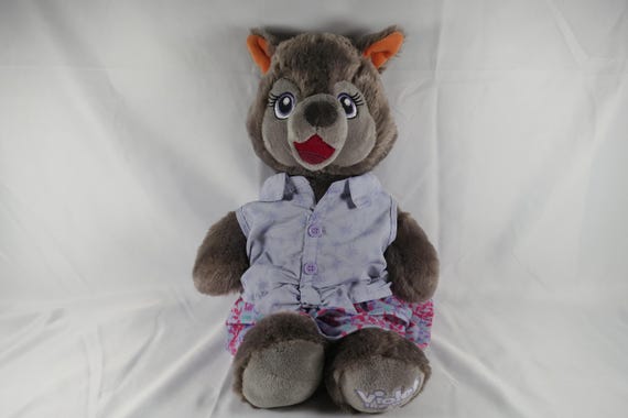 2005 Build A Bear 16 Inch Violet the Wolf with Pink Clothes