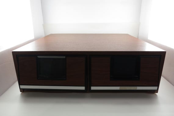 Vintage 1980s Faux Wood VHS Tape Storage Cabinet - Holds 24